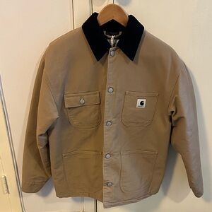 Carhartt Women Brown Field Jacket with Corduroy  Black Collar NWT